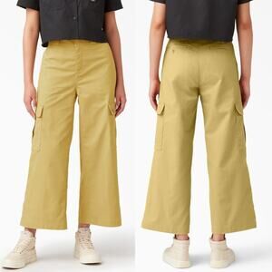 Dickies Cropped Wide Leg Cargo Pants Stonewashed Dark Khaki Size 4